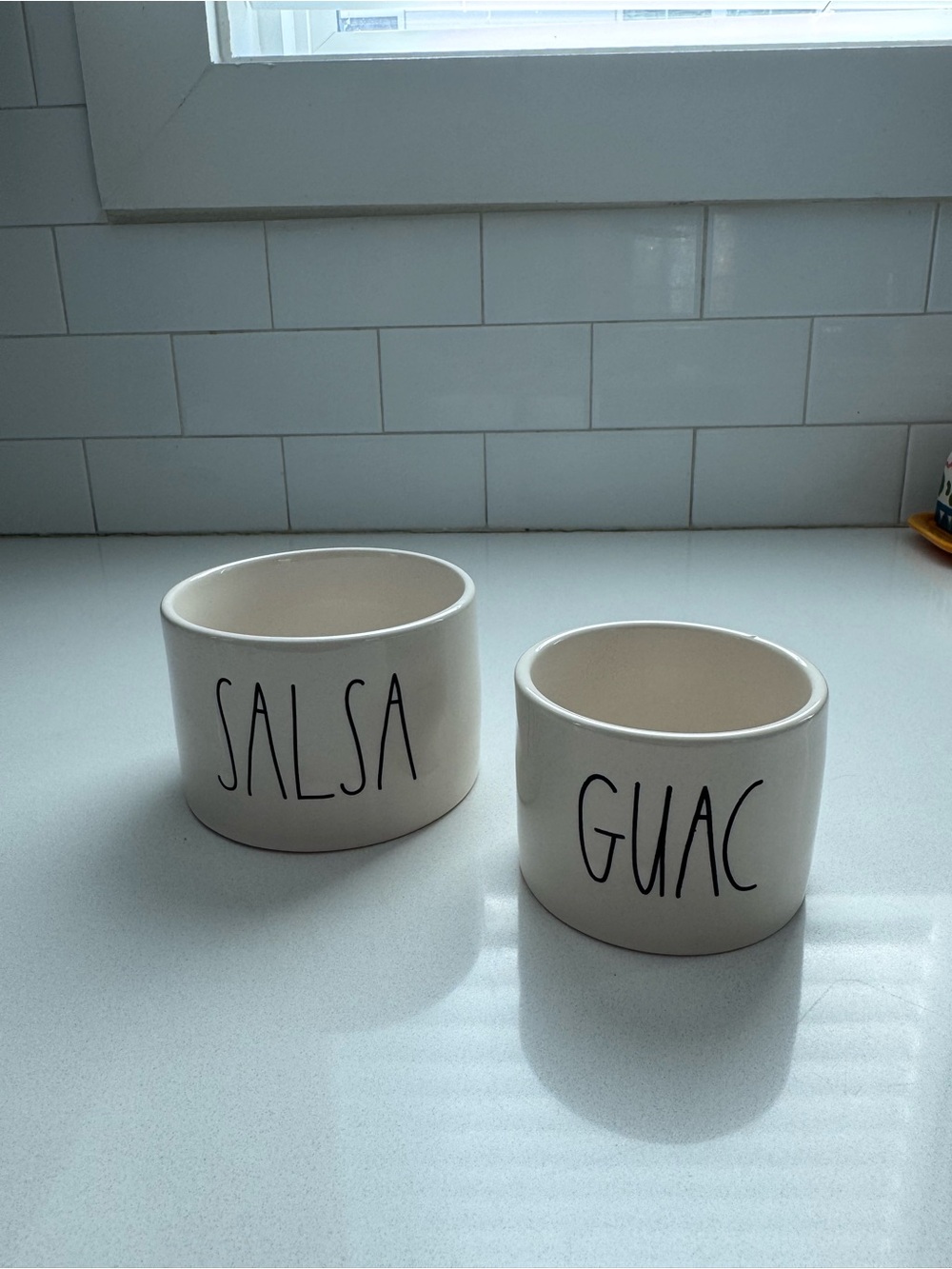 Rae Dunn Ceramic Salsa & Guac Serving Bowls - Cream Set